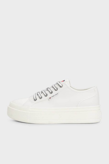 Tommy Jeans Hakiki Deri Kalın Tabanlı Sneaker Bayan Ayakkabı EN0EN02714 YBL BEYAZ - Tommy Jeans (1)