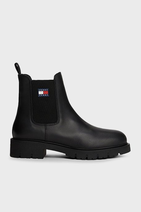 Tommy Jeans Hakiki Deri Logolu Bayan Bot EN0EN02825 BDS SİYAH - Tommy Jeans