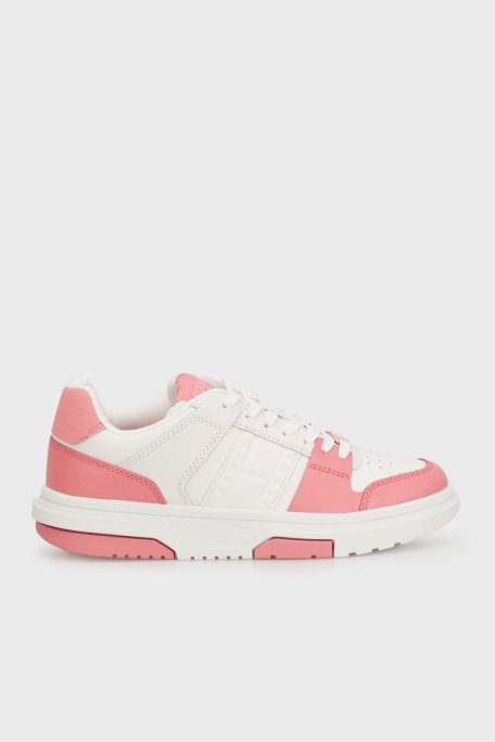 Tommy Jeans Hakiki Deri Sneaker Bayan Ayakkabı EN0EN02783 TIG BEYAZ-PEMBE - Tommy Jeans