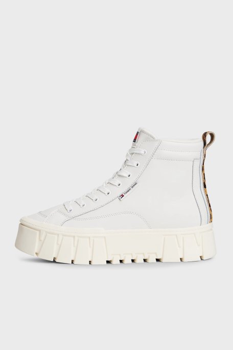 Tommy Jeans Kalın Tabanlı Leopar Detaylı Sneaker Bayan Ayakkabı EN0EN02858 YBL BEYAZ - Tommy Jeans (1)