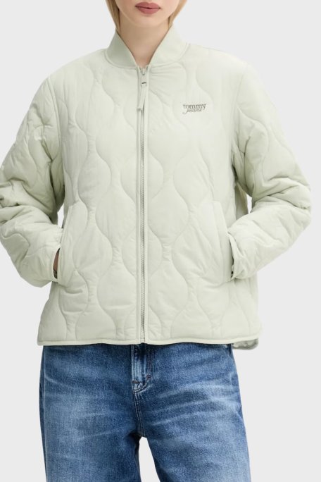 Tommy Jeans Kapitoneli Relaxed Fit Kolej Yaka Mevsimlik Bayan Mont DW0DW20962 M1C YEŞİL - Tommy Jeans