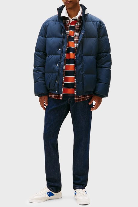 Tommy Jeans Kapitoneli Relaxed Fit Su İtici Dik Yaka Şişme Erkek Mont DM0DM22041 C1G LACİVERT - Tommy Jeans (1)