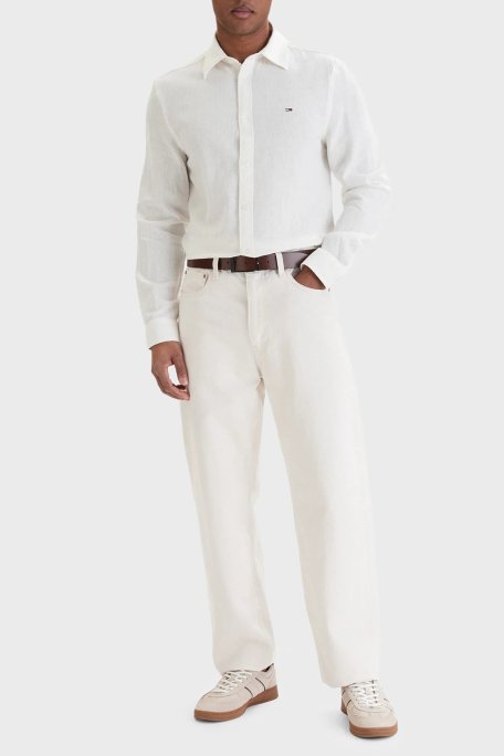 Tommy Jeans Keten ve Pamuk Karışımlı Logolu Erkek Gömlek DM0DM22761 YBL BEYAZ - Tommy Jeans (1)