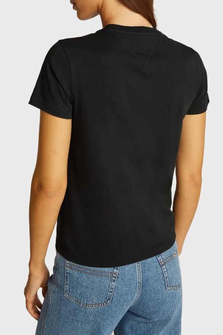 Tommy Jeans Logo Baskılı Pamuklu Regular Fit Bisiklet Yaka Bayan T Shirt DW0DW20161 BDS SİYAH - Tommy Jeans (1)