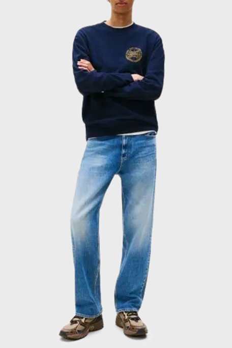 Tommy Jeans Logolu % 100 Pamuk Regular Fit Bisiklet Yaka Erkek Sweat DM0DM22081 C1G LACİVERT - Tommy Jeans (1)