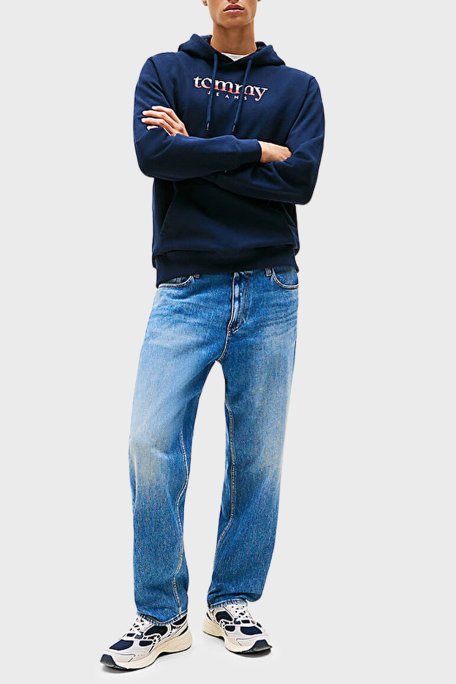Tommy Jeans Logolu % 100 Pamuk Regular Fit Kapüşonlu Erkek Sweat DM0DM22113 C1G LACİVERT - Tommy Jeans (1)