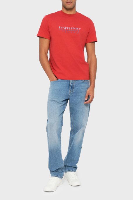 Tommy Jeans Logolu % 100 Pamuk Slim Fit Bisiklet Yaka Erkek T Shirt DM0DM22333 XL0 KIRMIZI - Tommy Jeans (1)