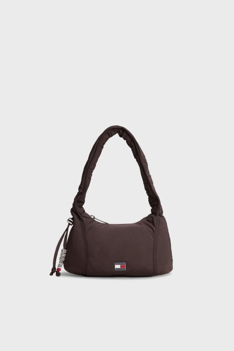 Tommy Jeans Logolu Büzgülü Askı Detaylı Bayan Çanta AW0AW18068 GSZ KOYU KAHVE - Tommy Jeans