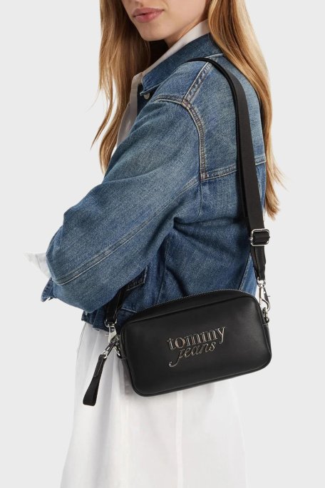 Tommy Jeans Logolu Çıkarılabilir Askılı Bayan Çanta AW0AW17897 BDS SİYAH - Tommy Jeans (1)