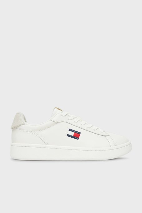 Tommy Jeans Logolu Deri Sneaker Bayan Ayakkabı EN0EN02815 YBL BEYAZ - Tommy Jeans