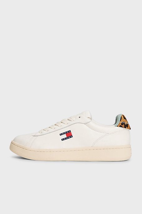 Tommy Jeans Logolu Deri Sneaker Bayan Ayakkabı EN0EN02909 0K7 BEYAZ - Tommy Jeans (1)
