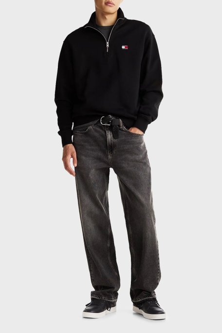 Tommy Jeans Logolu Deri Sneaker Erkek Ayakkabı EM0EM01574 BDS SİYAH - Tommy Hilfiger (1)