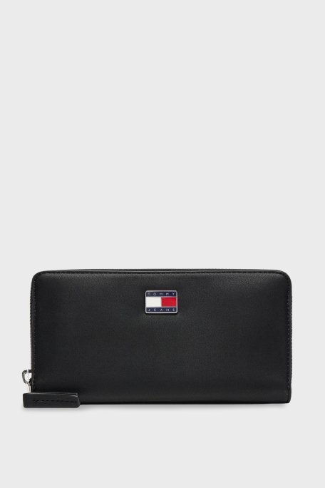 Tommy Jeans Logolu Fermuarlı Bayan Cüzdan AW0AW17879 BDS SİYAH - Tommy Jeans