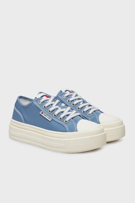 Tommy Jeans Logolu Kalın Tabanlı Sneaker Bayan Ayakkabı EN0EN02713 C33 BEYAZ-MAVİ - Tommy Jeans (1)