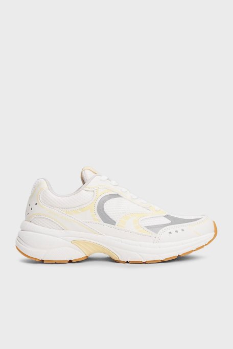 Tommy Jeans Logolu Kalın Tabanlı Sneaker Bayan Ayakkabı EN0EN02745 ZGB BEYAZ-SARI - Tommy Jeans