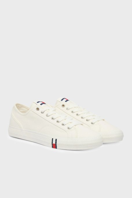 Tommy Jeans Logolu Kanvas Sneaker Erkek Ayakkabı EM0EM01674 YBL BEYAZ - Tommy Jeans (1)