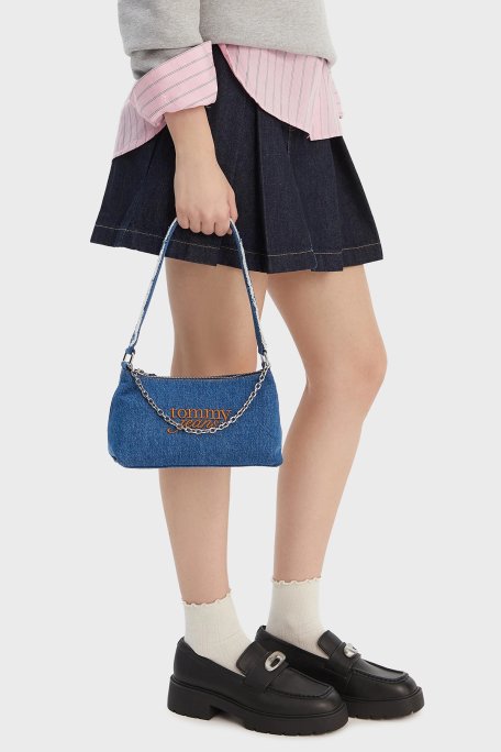 Tommy Jeans Logolu Omuz Askılı Zincir Detaylı Denim Kadın Çanta AW0AW18575 1A7 MAVİ - Tommy Jeans (1)