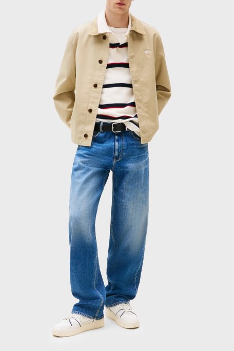 Tommy Jeans Logolu Pamuk Karışımlı Boxy Fit Erkek Ceket DM0DM21666 RBV BEJ - Tommy Jeans (1)