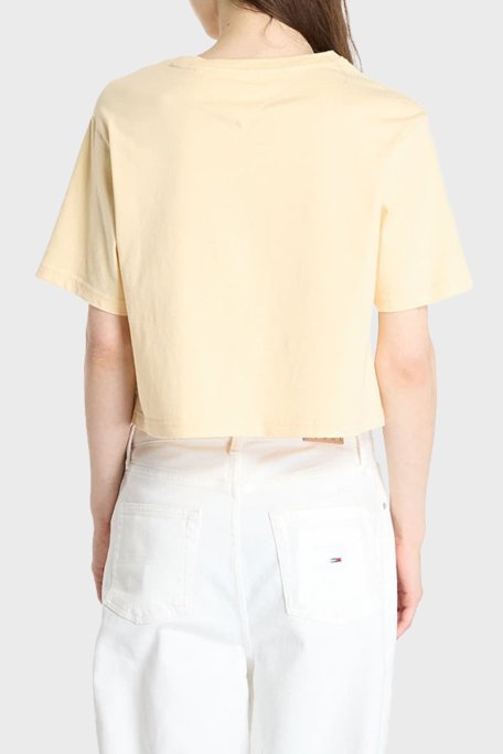 Tommy Jeans Logolu Pamuklu Oversize Fit Bisiklet Yaka Crop Bayan T Shirt DW0DW20326 ZGA SARI - Tommy Jeans (1)