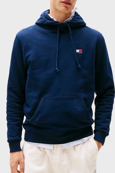 Tommy Jeans Logolu Pamuklu Regular Fit Kapüşonlu Erkek Sweat DM0DM20258 C1G LACİVERT - Tommy Jeans