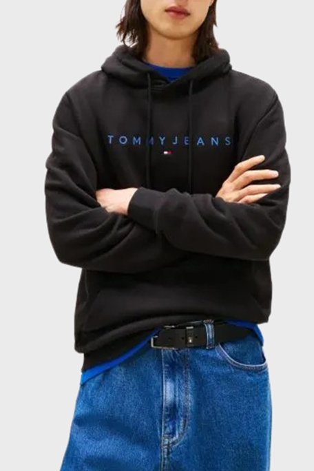 Tommy Jeans Logolu Pamuklu Regular Fit Kapüşonlu Polar Erkek Sweat DM0DM20746 0GK SİYAH - Tommy Jeans