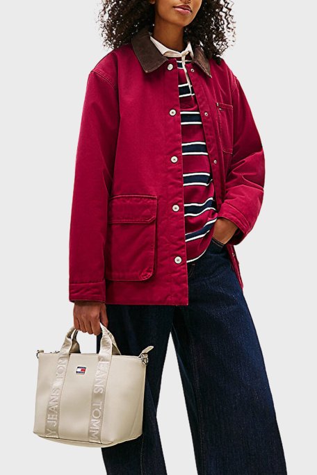 Tommy Jeans Logolu Sabit Askılı ve Ayarlanabilir Askılı Bayan Çanta AW0AW18063 ABY BEJ - Tommy Jeans (1)