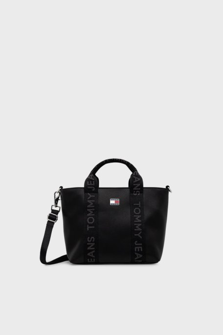 Tommy Jeans Logolu Sabit Askılı ve Ayarlanabilir Askılı Bayan Çanta AW0AW18063 BDS SİYAH - Tommy Jeans