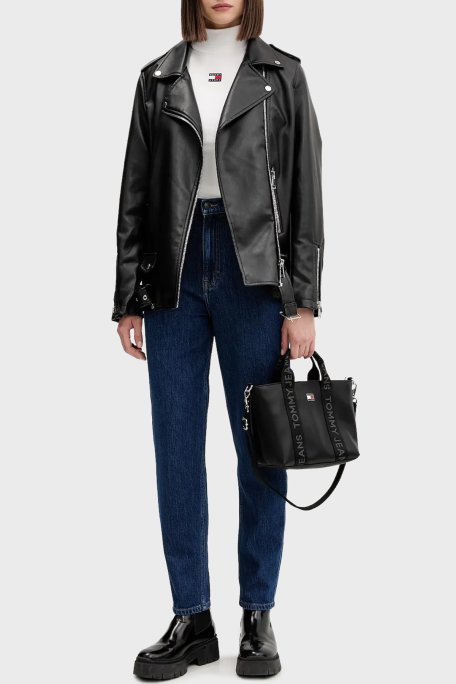 Tommy Jeans Logolu Sabit Askılı ve Ayarlanabilir Askılı Bayan Çanta AW0AW18063 BDS SİYAH - Tommy Jeans (1)