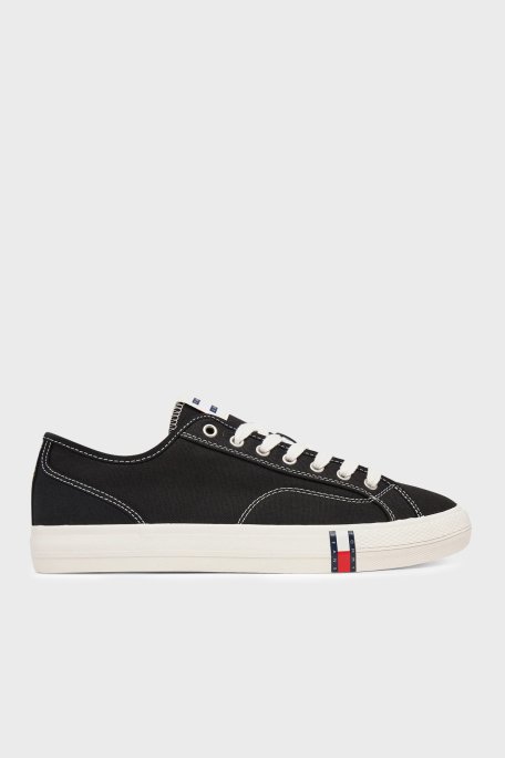 Tommy Jeans Logolu Sneaker Erkek Ayakkabı EM0EM01674 BDS SİYAH - Tommy Hilfiger