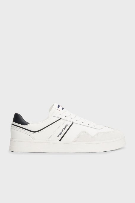 Tommy Jeans Logolu Süet Sneaker Erkek Ayakkabı EM0EM01571 TCR EKRU - Tommy Jeans