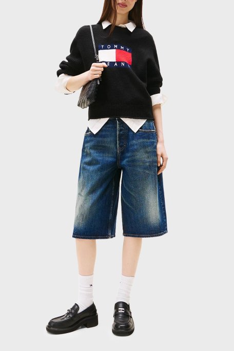 Tommy Jeans Logolu Yün Karışımlı Relaxed Fit Bisiklet Yaka Bayan Kazak DW0DW21782 HEV ANTRASİT - Tommy Jeans (1)