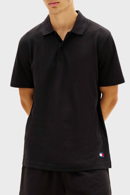 Tommy Jeans Pamuk Karışımlı Regular Fit Düğmeli Erkek Polo Yaka T Shirt DM0DM22703 BDS SİYAH - Tommy Jeans