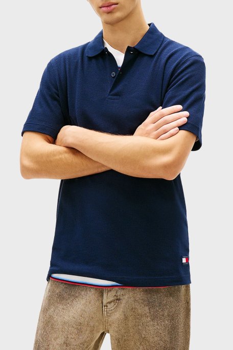 Tommy Jeans Pamuk Karışımlı Regular Fit Düğmeli Erkek Polo Yaka T Shirt DM0DM22703 C1G LACİVERT - Tommy Jeans