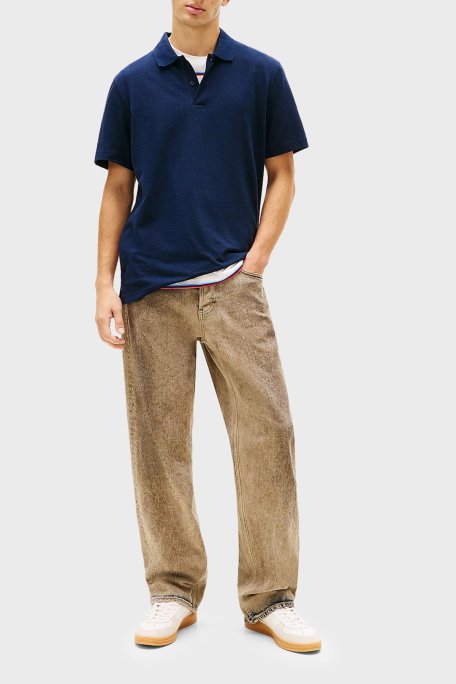 Tommy Jeans Pamuk Karışımlı Regular Fit Düğmeli Erkek Polo Yaka T Shirt DM0DM22703 C1G LACİVERT - Tommy Jeans (1)