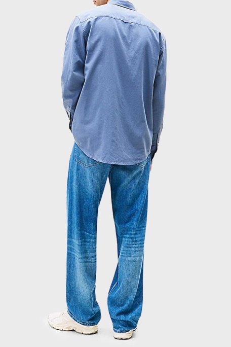 Tommy Jeans Pamuk ve Keten Karışımlı Regular Fit Düğmeli Yaka Erkek Gömlek DM0DM20875 PO6 İNDİGO - Tommy Jeans (1)