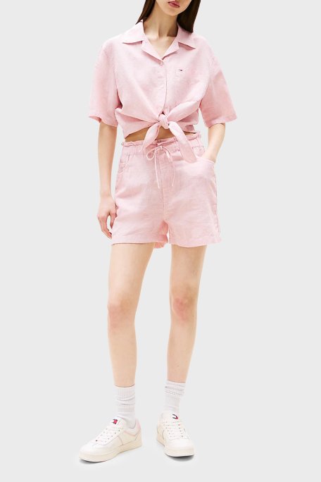 Tommy Jeans Pamuk ve Keten Karışımlı Regular Fit Normal Bel Mini Kadın Short DW0DW20360 TH3 AÇIK PEMBE - Tommy Jeans (1)