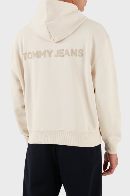 Tommy Jeans Pamuklu Comfort Fit Kapüşonlu Fermuarlı Logolu Erkek Sweat DM0DM21626 ACH KREM - Tommy Jeans (1)