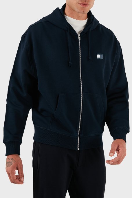 Tommy Jeans Pamuklu Comfort Fit Kapüşonlu Fermuarlı Logolu Erkek Sweat DM0DM21626 C1G LACİVERT - Tommy Jeans