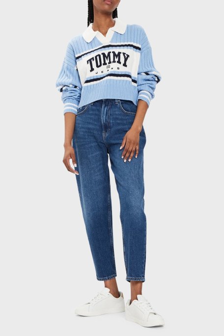 Tommy Jeans Pamuklu Mom Fit Yüksek Bel Jeans Bayan Kot Pantolon DW0DW19244 1BK LACİVERT - Tommy Jeans (1)