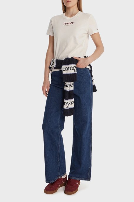 Tommy Jeans Pamuklu Regular Fit Bisiket Yaka Bayan T Shirt DW0DW21842 YBL BEYAZ - Tommy Jeans (1)