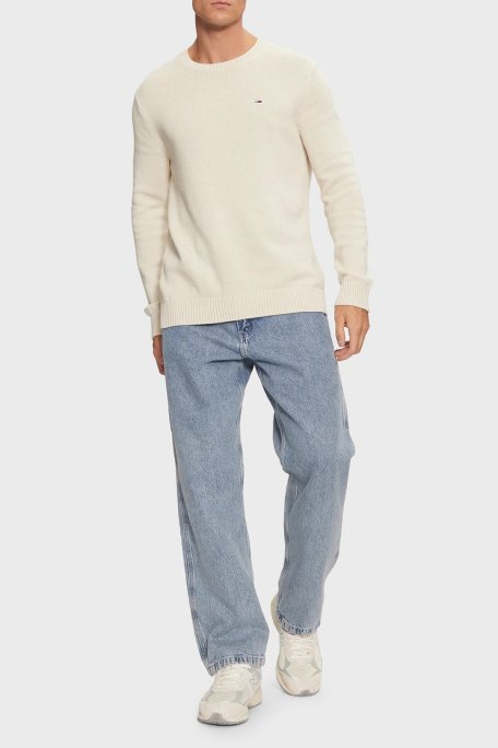 Tommy Jeans Pamuklu Regular Fit Bisiklet Yaka Erkek Kazak DM0DM18370 ACG BEJ - Tommy Jeans (1)