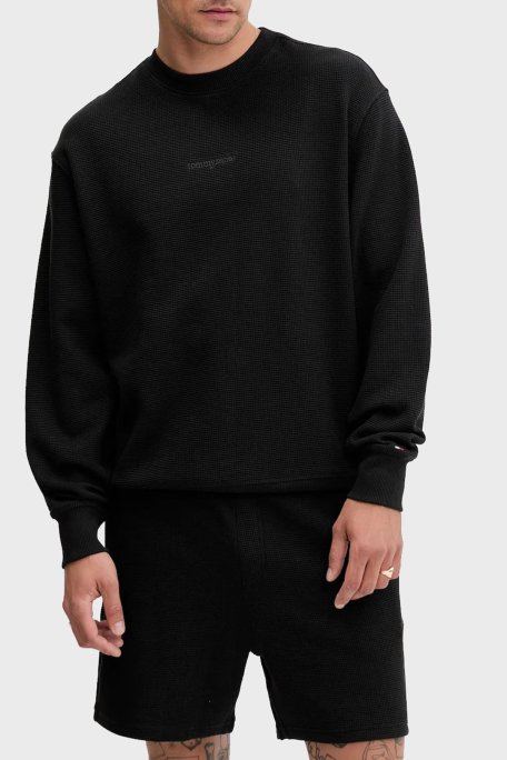 Tommy Jeans Pamuklu Regular Fit Bisiklet Yaka Erkek Sweat DM0DM21622 BDS SİYAH - Tommy Jeans