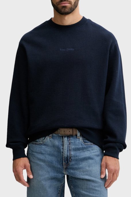 Tommy Jeans Pamuklu Regular Fit Bisiklet Yaka Erkek Sweat DM0DM21622 C1G LACİVERT - Tommy Jeans