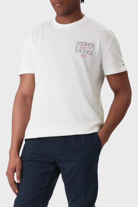Tommy Jeans Pamuklu Regular Fit Bisiklet Yaka Erkek T Shirt DM0DM22319 YBL BEYAZ - Tommy Jeans