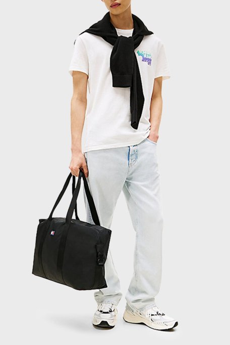 Tommy Jeans Pamuklu Regular Fit Bisiklet Yaka Sırtta Logo Detaylı Erkek T Shirt DM0DM21589 YBL BEYAZ - Tommy Jeans (1)