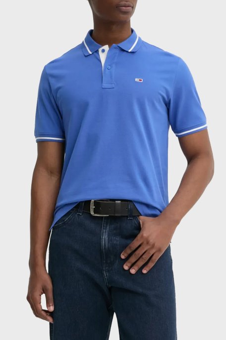 Tommy Jeans Pamuklu Regular Fit Düğmeli Erkek Polo Yaka T Shirt DM0DM20745 C6E MAVİ - Tommy Jeans