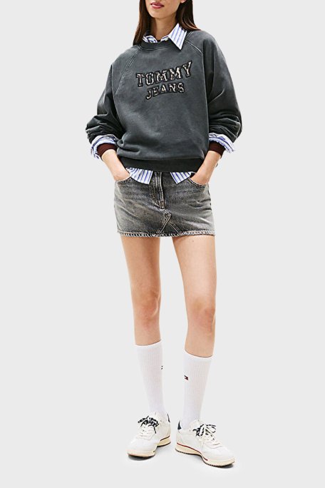 Tommy Jeans Pamuklu Regular Fit Logolu Bayan Sweat DW0DW21959 BDS SİYAH - Tommy Jeans (1)