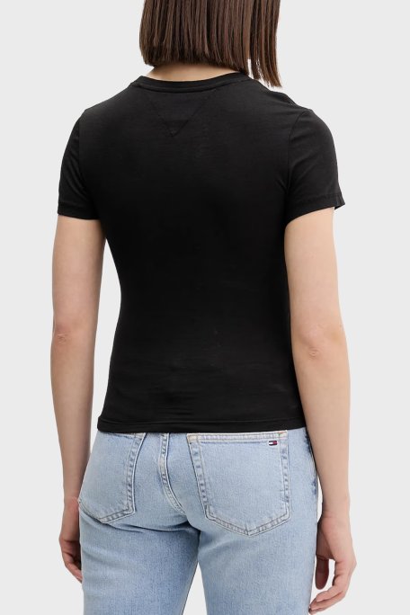 Tommy Jeans Pamuklu Regular Fit Logolu Bisiklet Yaka Bayan T Shirt DW0DW21841 BDS SİYAH - Tommy Jeans (1)