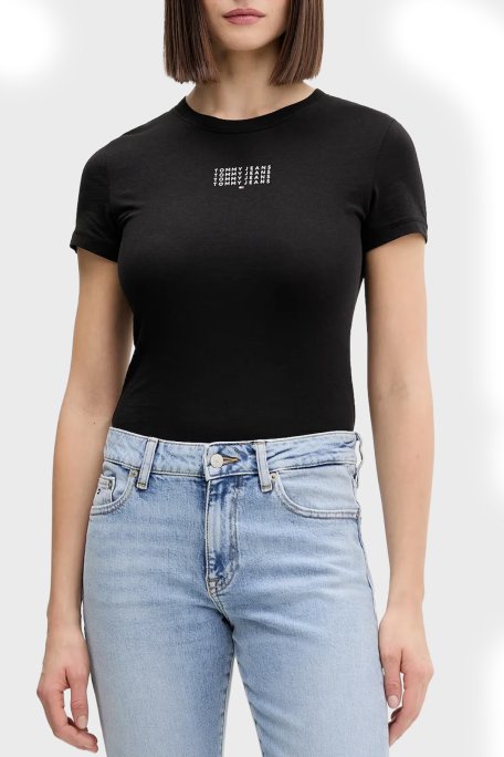 Tommy Jeans Pamuklu Regular Fit Logolu Bisiklet Yaka Kadın T Shirt DW0DW21841 BDS SİYAH - Tommy Jeans