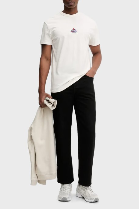 Tommy Jeans Pamuklu Regular Fit Logolu Bisiklet Yaka Erkek T Shirt DM0DM22311 YBH BEYAZ - Tommy Jeans (1)